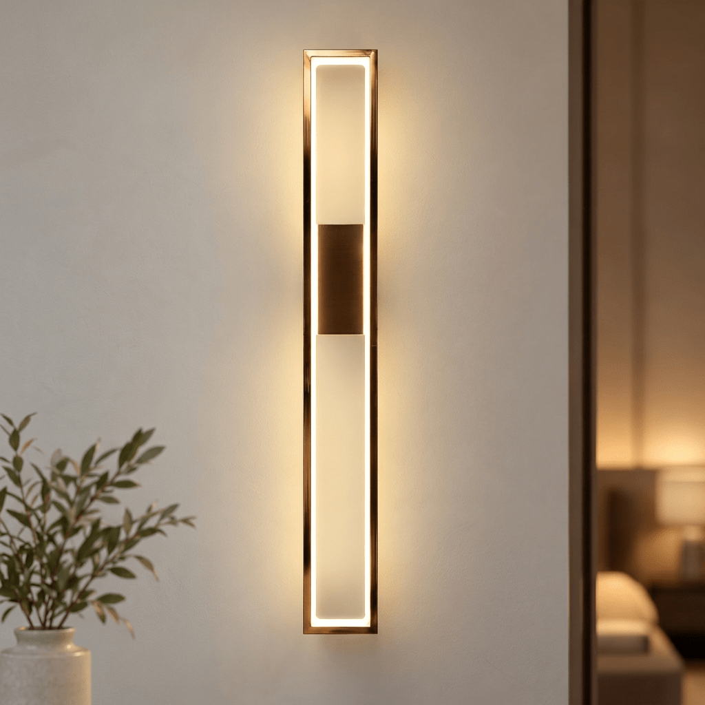 Modern Rose Gold LED Wall Light 60 cm – Slim Rectangular Wall Sconce - SHAGHAF HOME