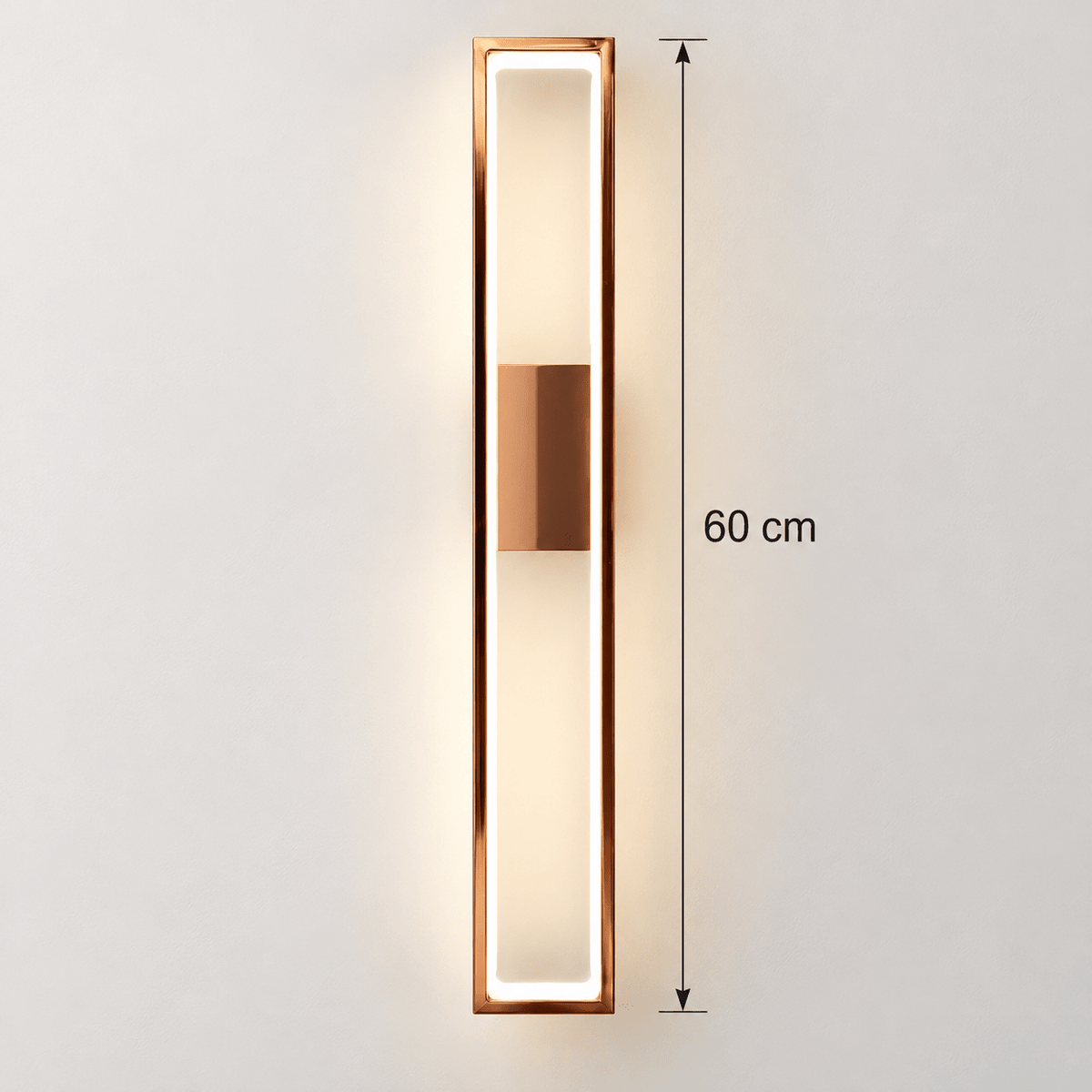 Modern Rose Gold LED Wall Light 60 cm – Slim Rectangular Wall Sconce - SHAGHAF HOME