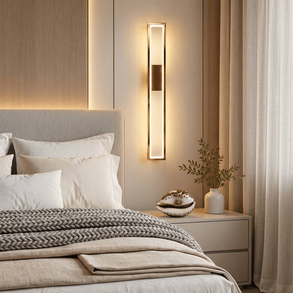 Modern Rose Gold LED Wall Light 60 cm – Slim Rectangular Wall Sconce - SHAGHAF HOME