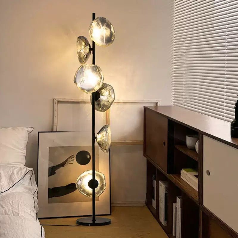 Modern Smoke Grey Glass Floor Lamp – 6 - Light Artistic LED Standing Lamp (H180cm) - SHAGHAF HOME