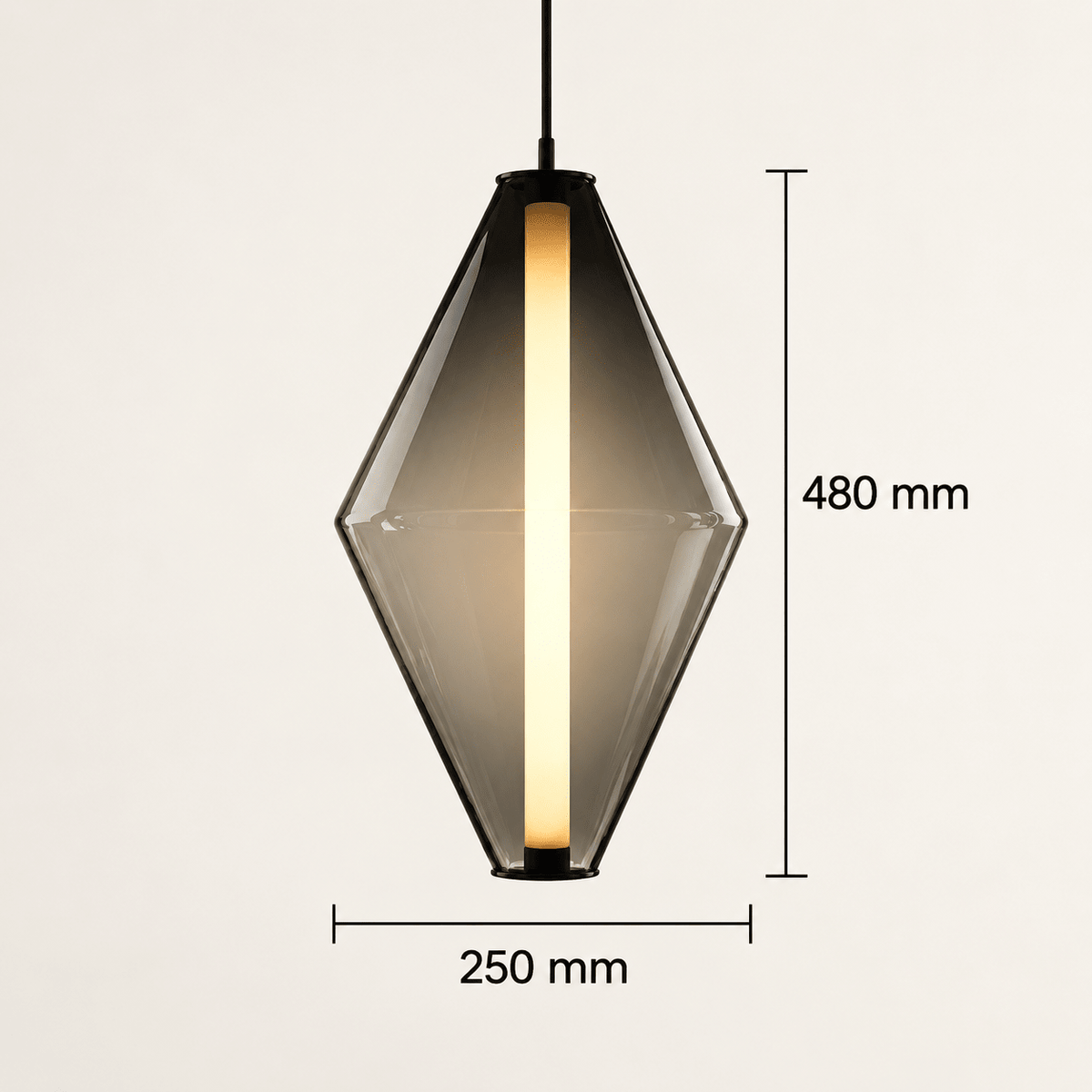 Modern Smoked Glass LED Pendant Light – Geometric Hanging Lamp - SHAGHAF HOME