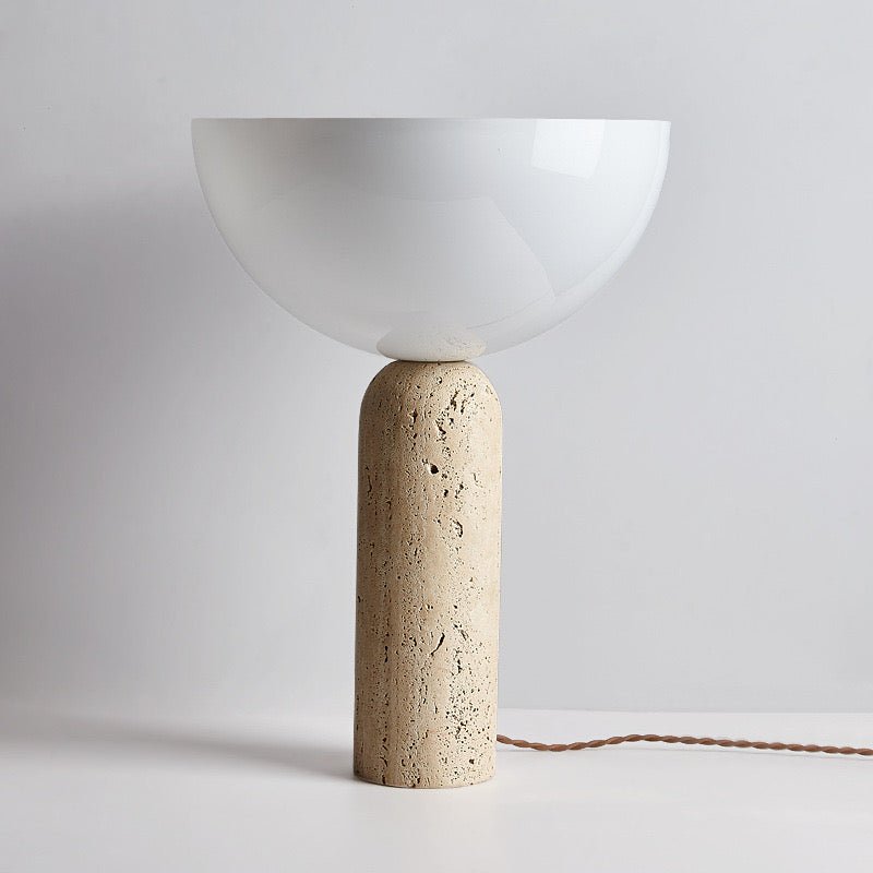 Modern Travertine & Glass Table Lamp – Minimalist Elegance for Any Space - SHAGHAF HOME