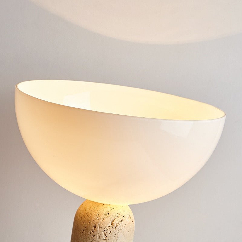 Modern Travertine & Glass Table Lamp – Minimalist Elegance for Any Space - SHAGHAF HOME