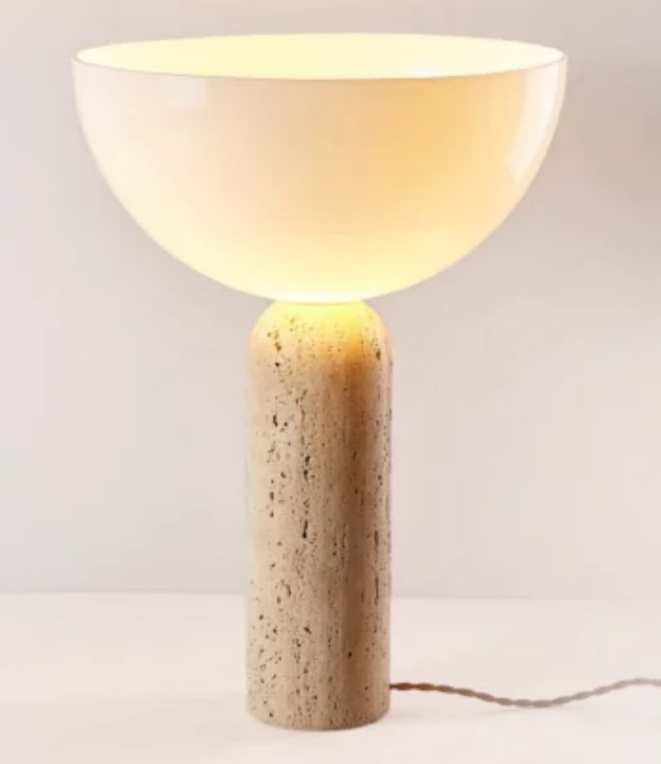 Modern Travertine & Glass Table Lamp – Minimalist Elegance for Any Space - SHAGHAF HOME