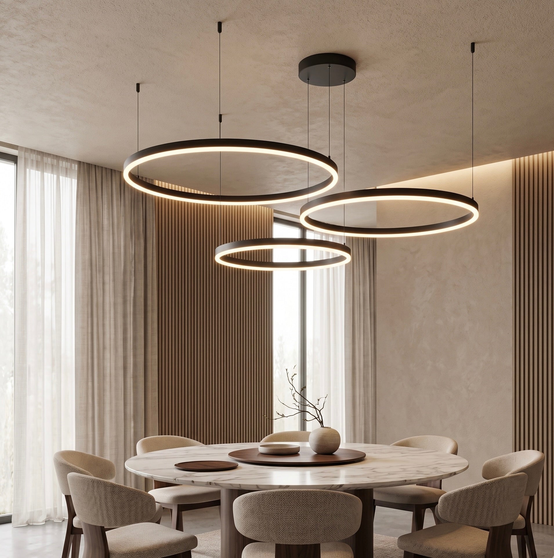 Modern Triple Ring LED Chandelier – 80CM + 60CM + 40CM - SHAGHAF HOME