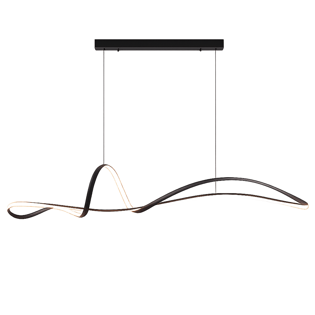 Modern Wave LED Pendant Light – Minimalist Black Linear Hanging Ceiling Lamp for Dining Room, Kitchen Island & Living Room - SHAGHAF HOME