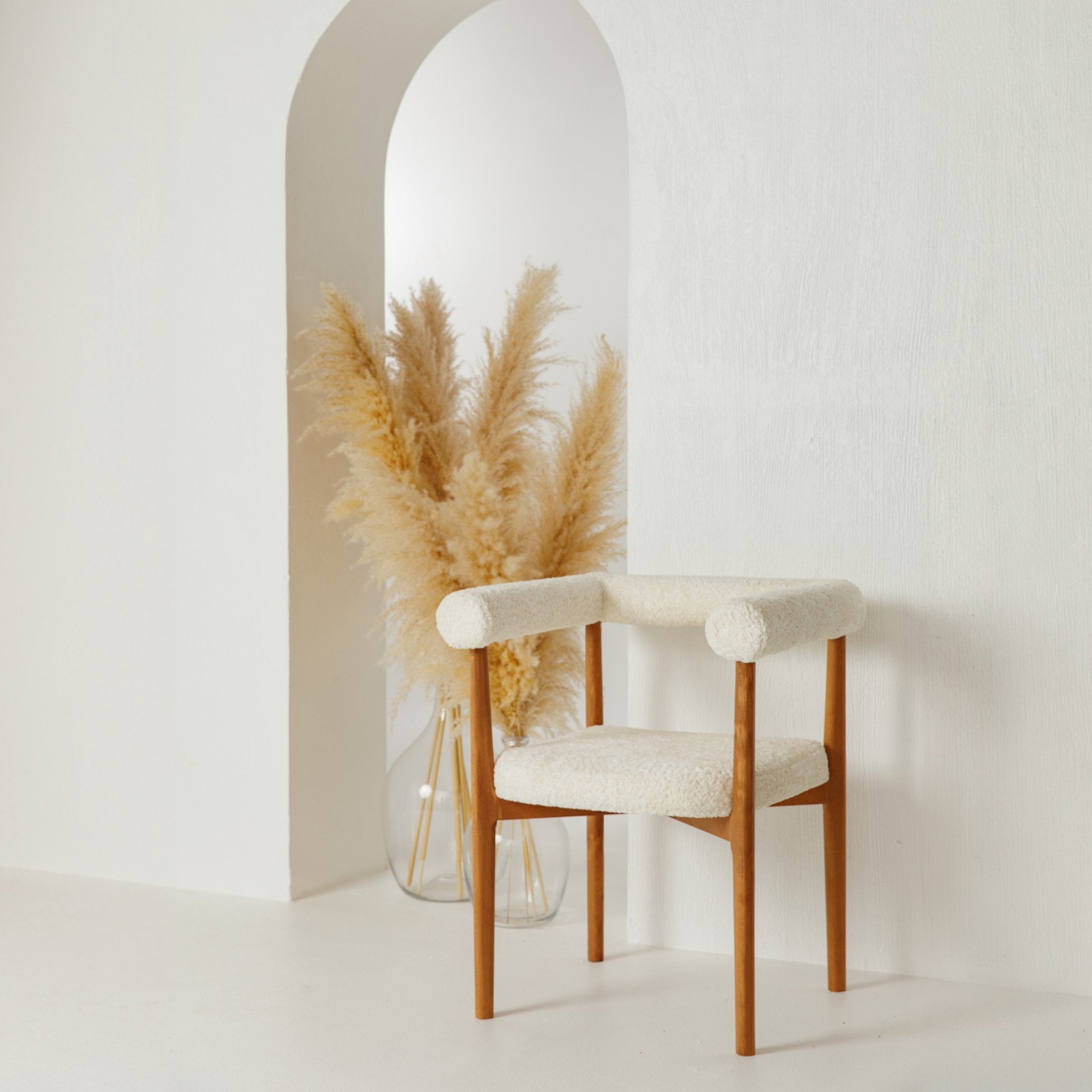 Moltano boucle dining Arm chair - SHAGHAF HOME