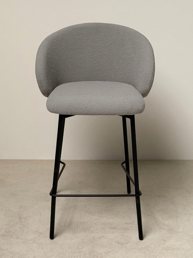 Montera Bouclé Grey Bar Stool - SHAGHAF HOME