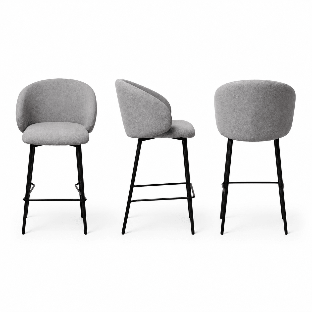 Montera Bouclé Grey Bar Stool - SHAGHAF HOME