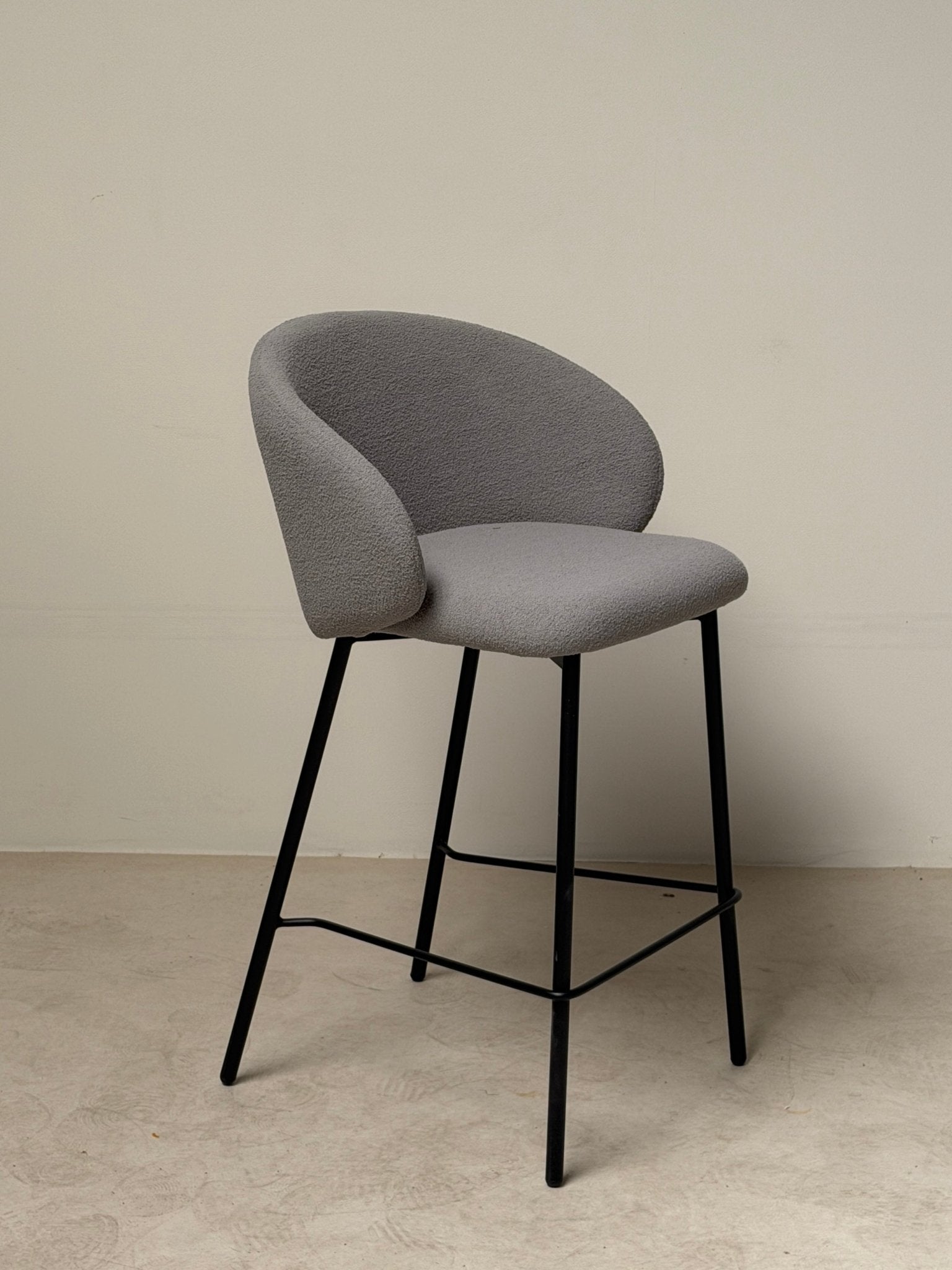 Montera Bouclé Grey Bar Stool - SHAGHAF HOME