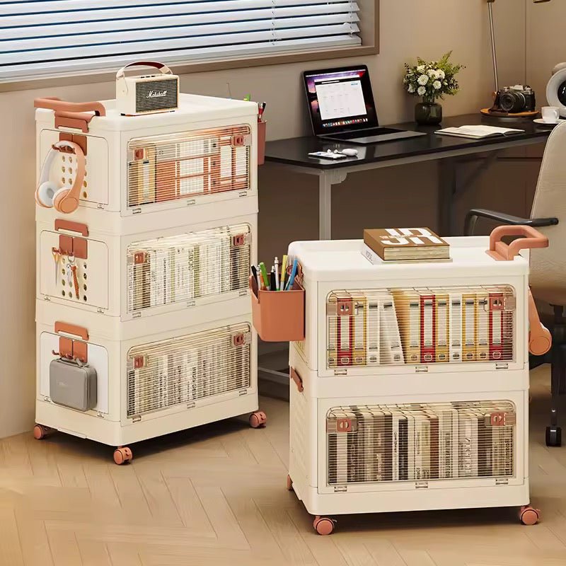 Multi - Functional Stackable Storage Cabinet – Modern PP Plastic Organizer with Wheels - SHAGHAF HOME