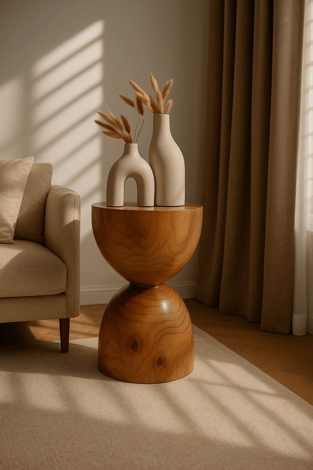 New Zealand Pine Accent Stool – Natural Wood Design | SHAGHAF HOME