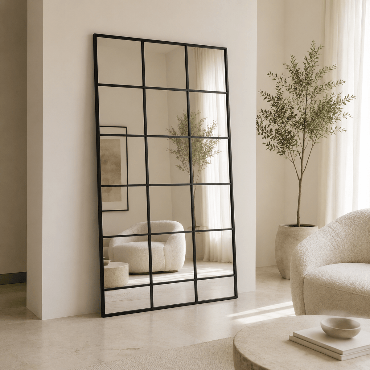 Noir Grid Full-Length Mirror – Black Frame - SHAGHAF HOME