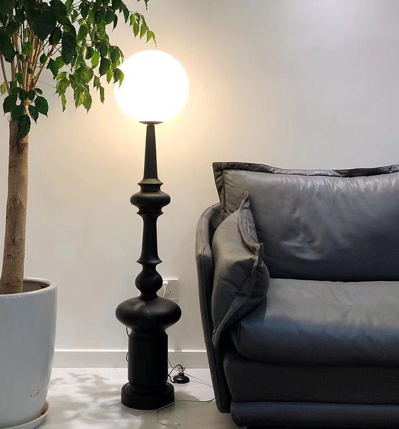 Noir Orb Sculptural Floor Lamp – Modern Minimalist Globe Floor Light - SHAGHAF HOME