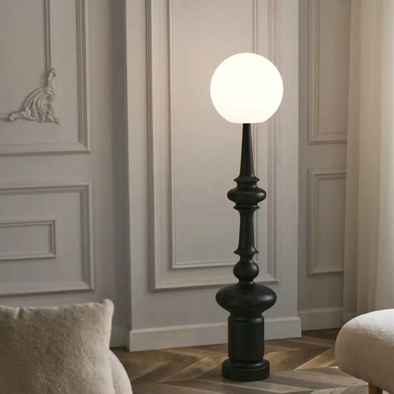 Noir Orb Sculptural Floor Lamp – Modern Minimalist Globe Floor Light - SHAGHAF HOME