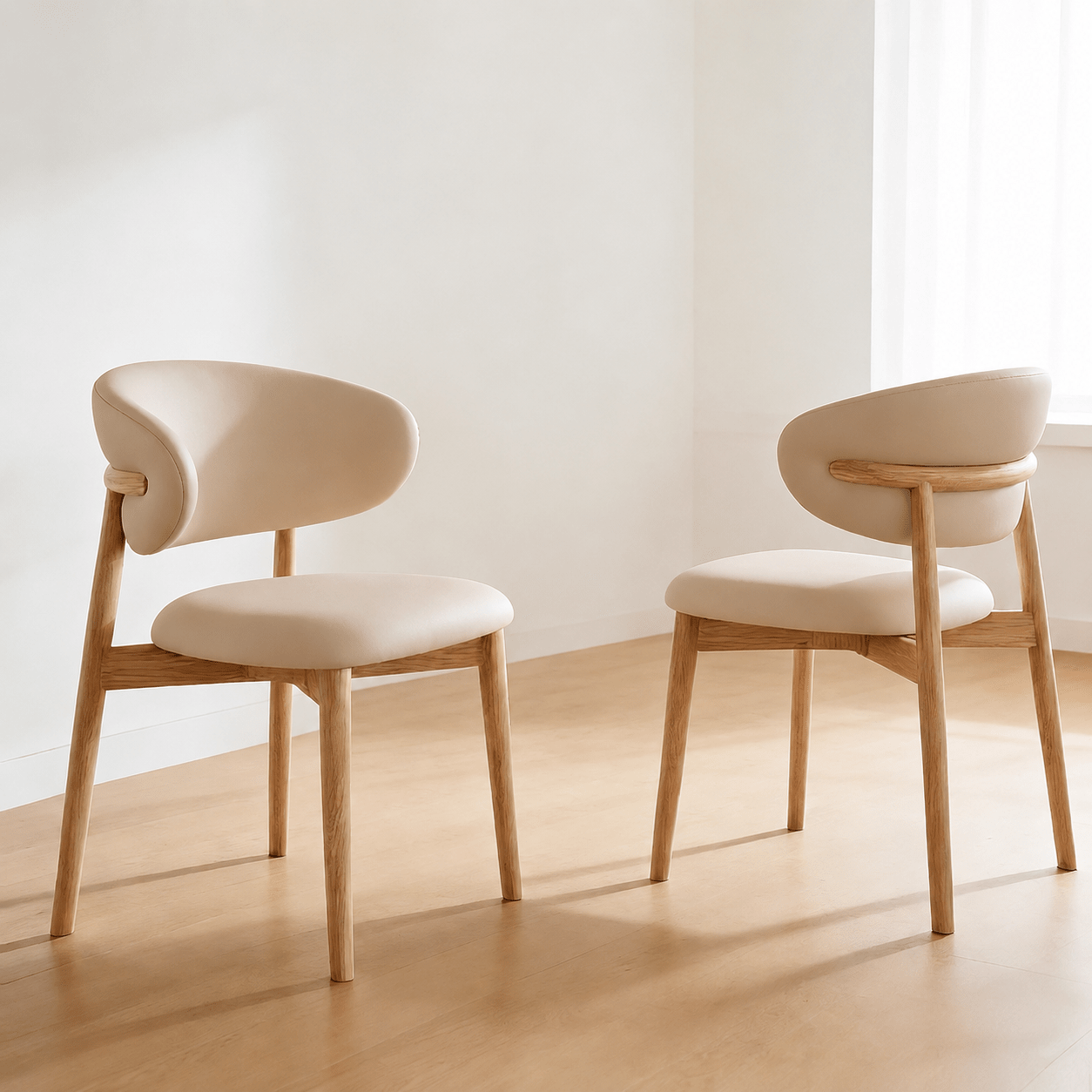 Nordelle Solid Wood Dining Chair – Beige Artificial Leather. - SHAGHAF HOME