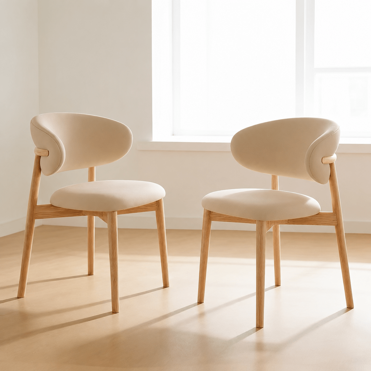 Nordelle Solid Wood Dining Chair – Beige Artificial Leather. - SHAGHAF HOME
