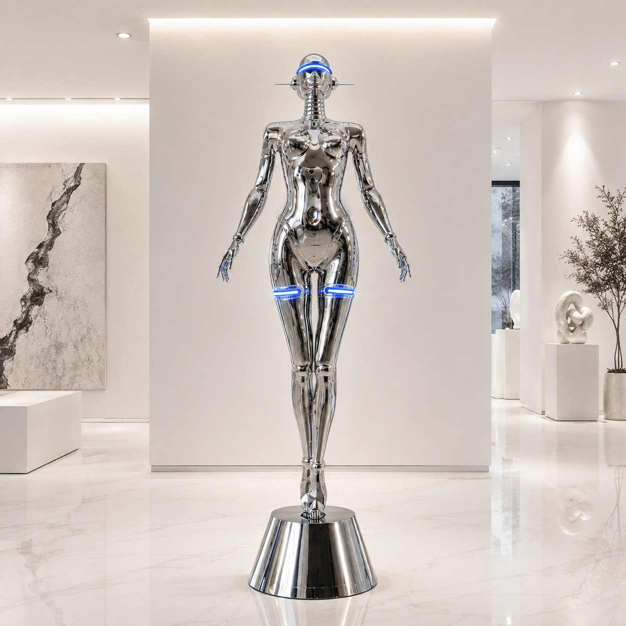 Nova Chrome Humanoid LED Sculptural X large Floor Lamp - SHAGHAF HOME