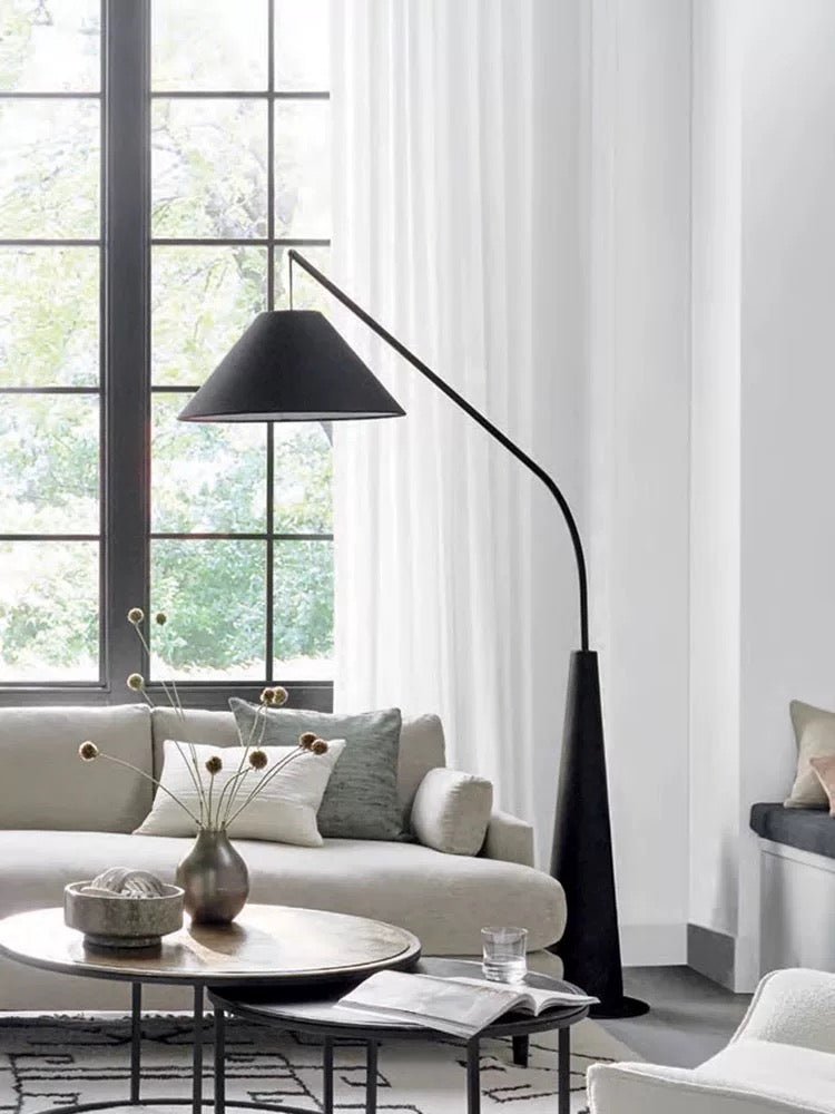 Obsidian Arc Luxury Floor Lamp — Sculptural Black Metal Statement Light - SHAGHAF HOME