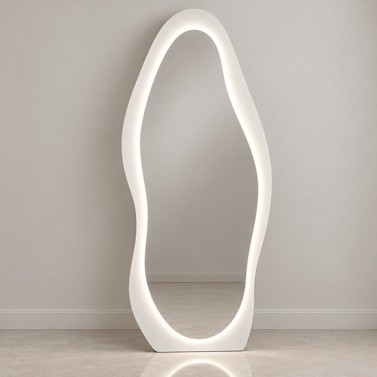 Organic LED Full-Length Floor Mirror 180×80 cm – Dimmable 3-Color Light - SHAGHAF HOME