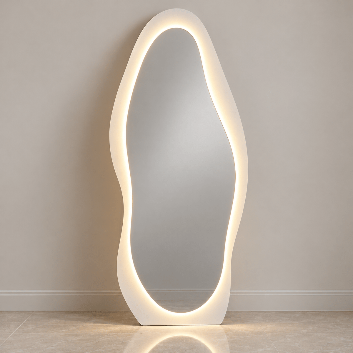 Organic LED Full-Length Floor Mirror 180×80 cm – Dimmable 3-Color Light - SHAGHAF HOME