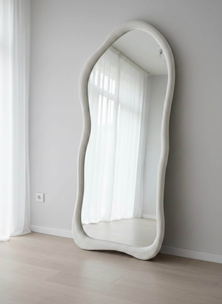 Organic Wabi - Sabi Floor Mirror – Fiberglass Cement Finish (180 × 80 cm) - SHAGHAF HOME