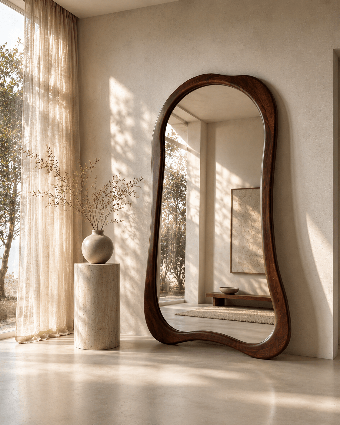 Oversized Organic Solid Wood Floor Mirror – 190×120 cm - SHAGHAF HOME