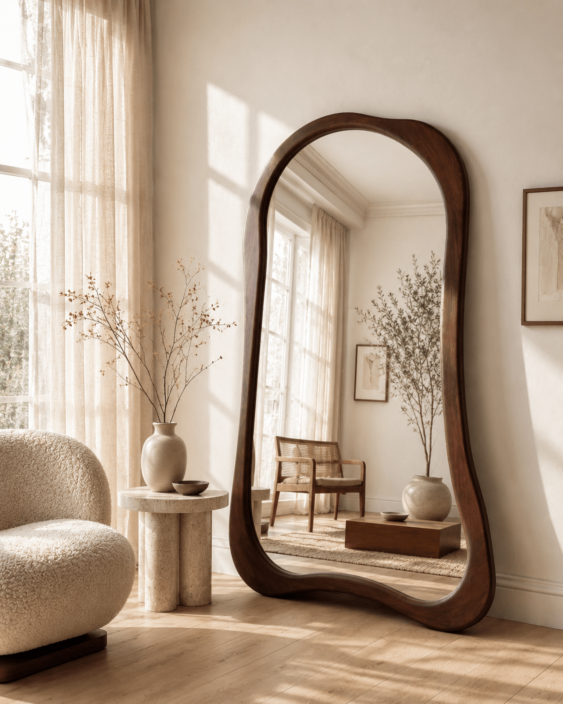 Oversized Organic Solid Wood Floor Mirror – 190×120 cm - SHAGHAF HOME