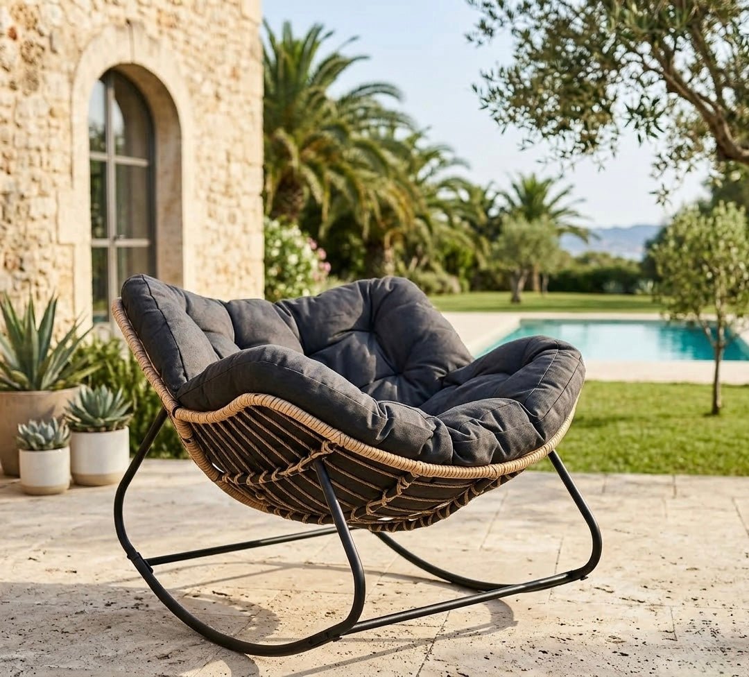 Premium Beige Outdoor & Indoor Rocking Chair — Stylish Comfort for Your Garden or Patio - SHAGHAF HOME