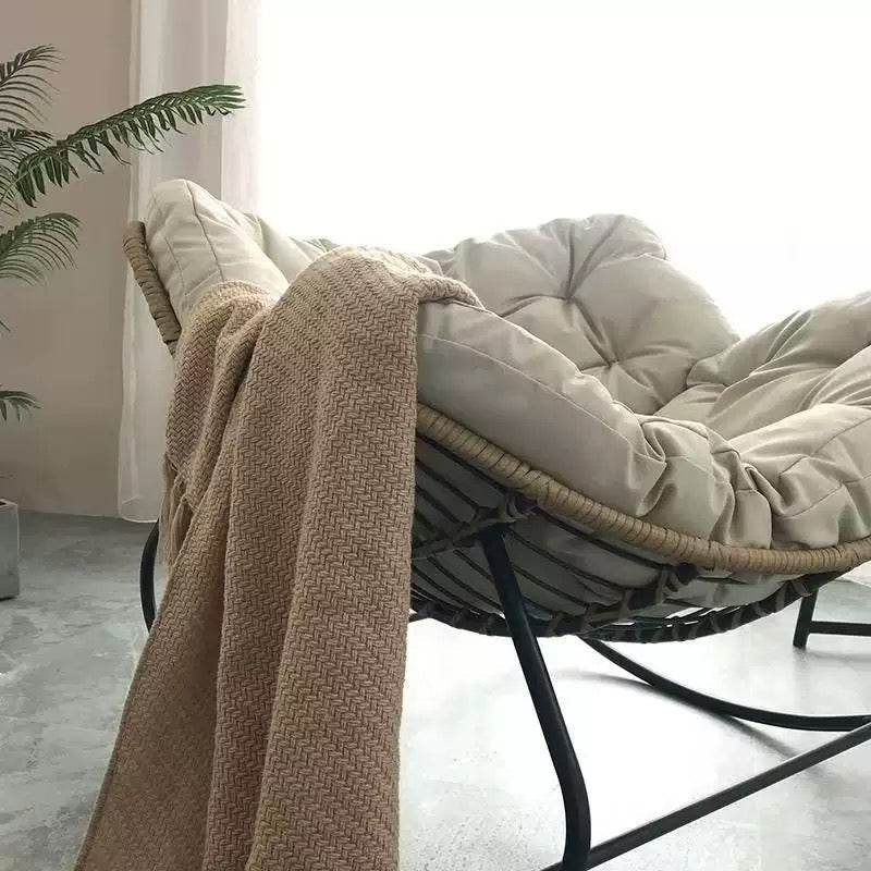 Premium Beige Outdoor & Indoor Rocking Chair — Stylish Comfort for Your Garden or Patio - SHAGHAF HOME