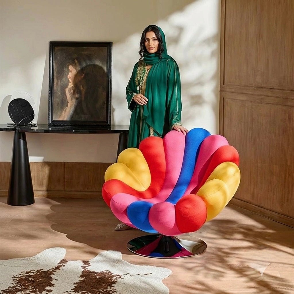 Prisma Swivel Accent Chair — Multicolor Sculptural Lounge Seat - SHAGHAF HOME
