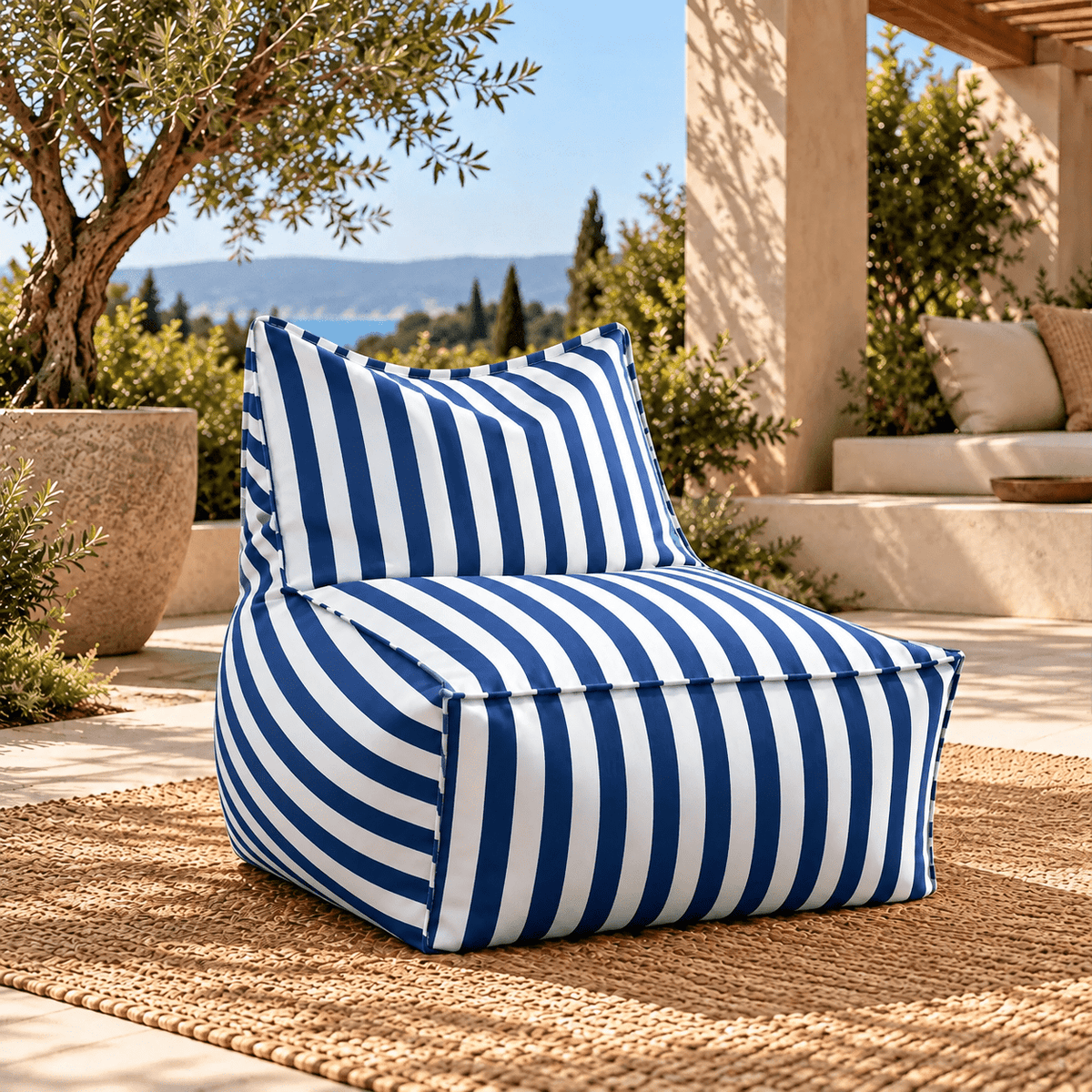 Riviera Stripe Outdoor Bean Bag Lounge Chair - SHAGHAF HOME