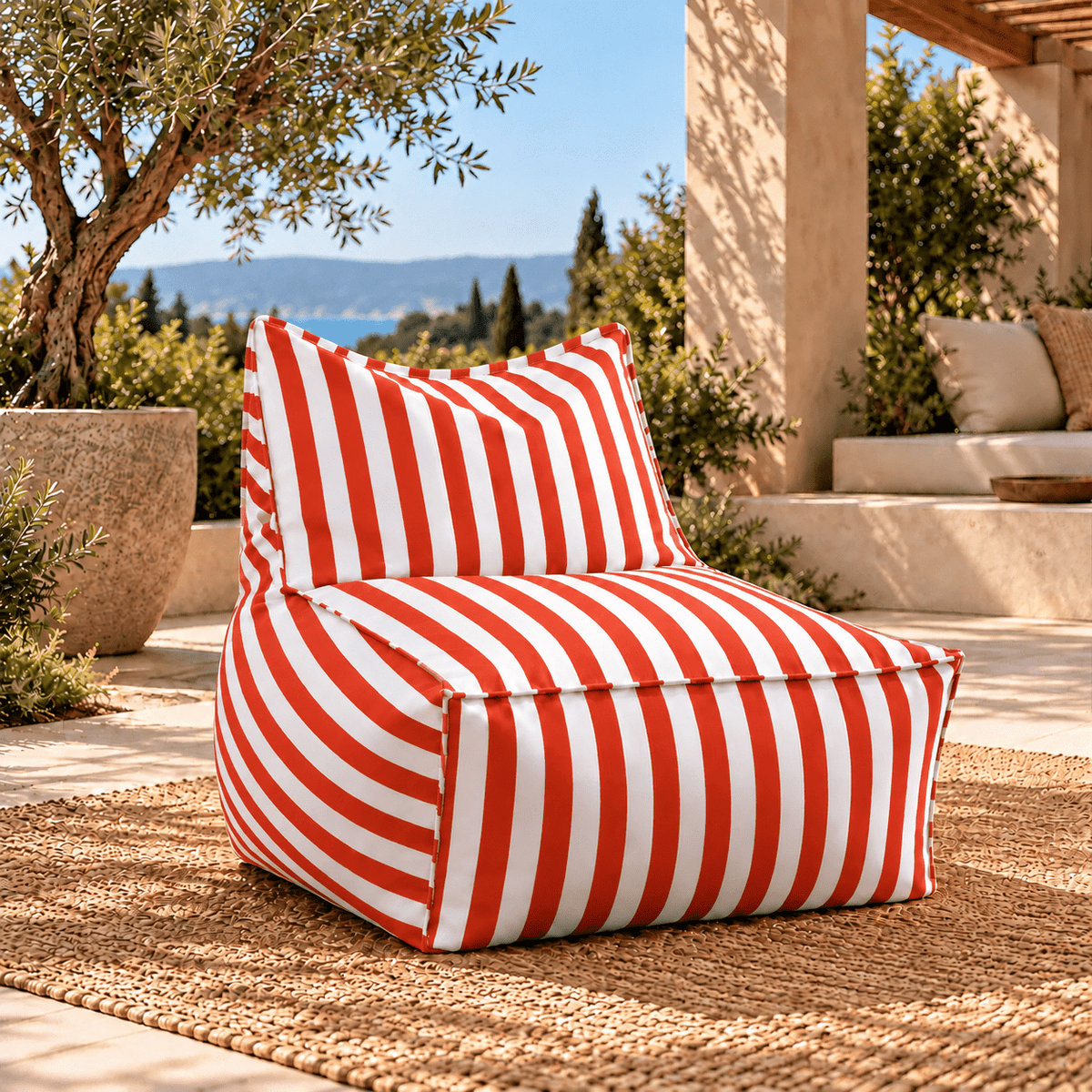 Riviera Stripe Outdoor Bean Bag Lounge Chair - SHAGHAF HOME