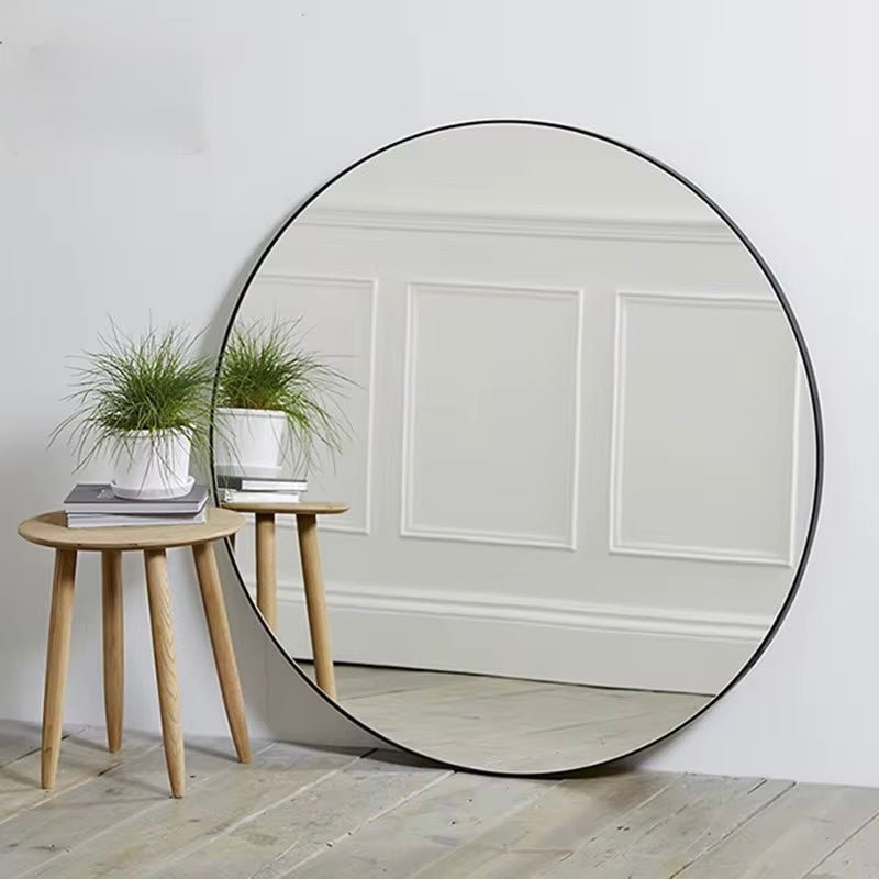 Round Aluminum Black frame wall mirror - SHAGHAF HOME
