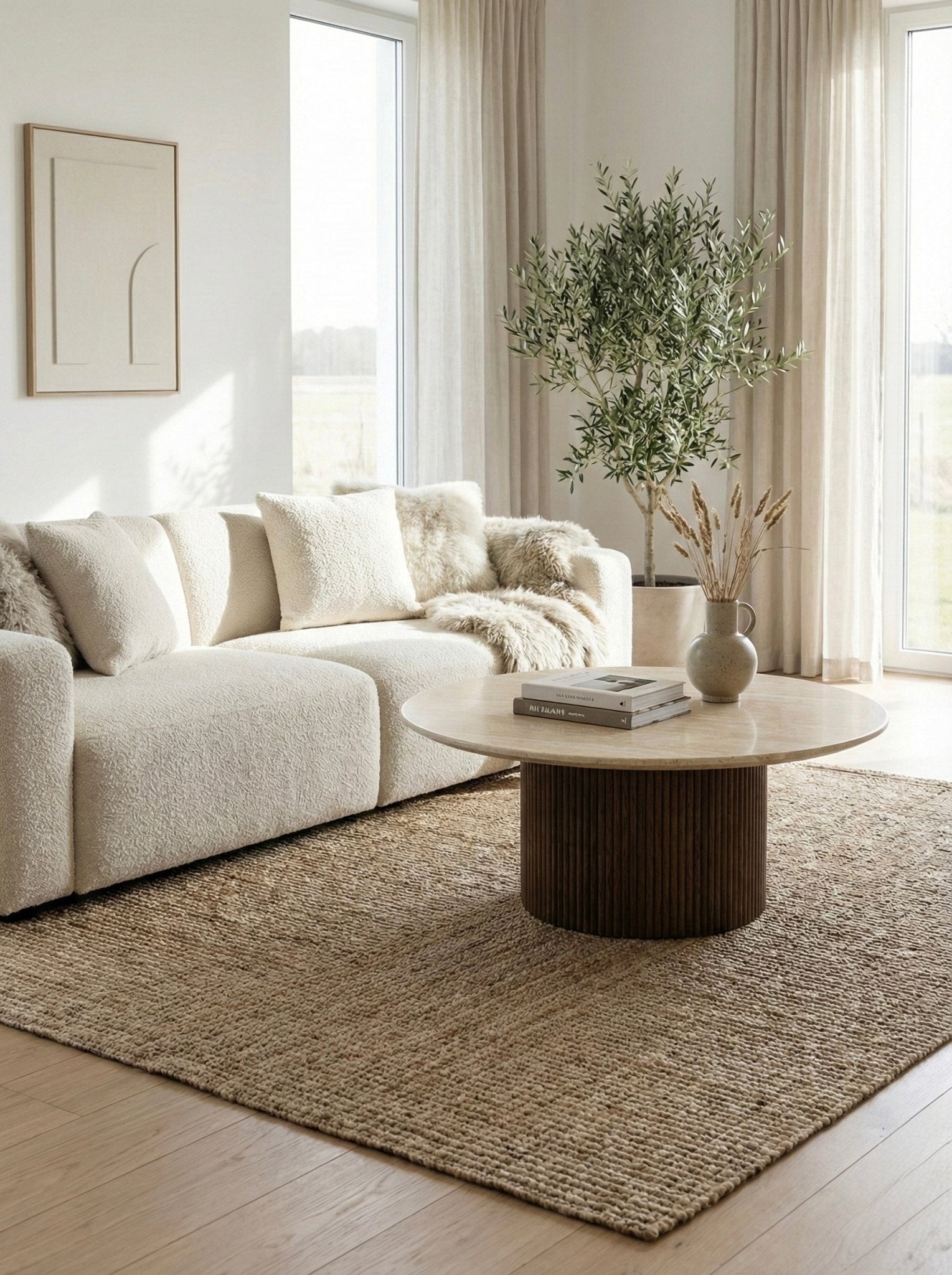 Round Stone - cocktail Coffee Table – 100 cm - SHAGHAF HOME