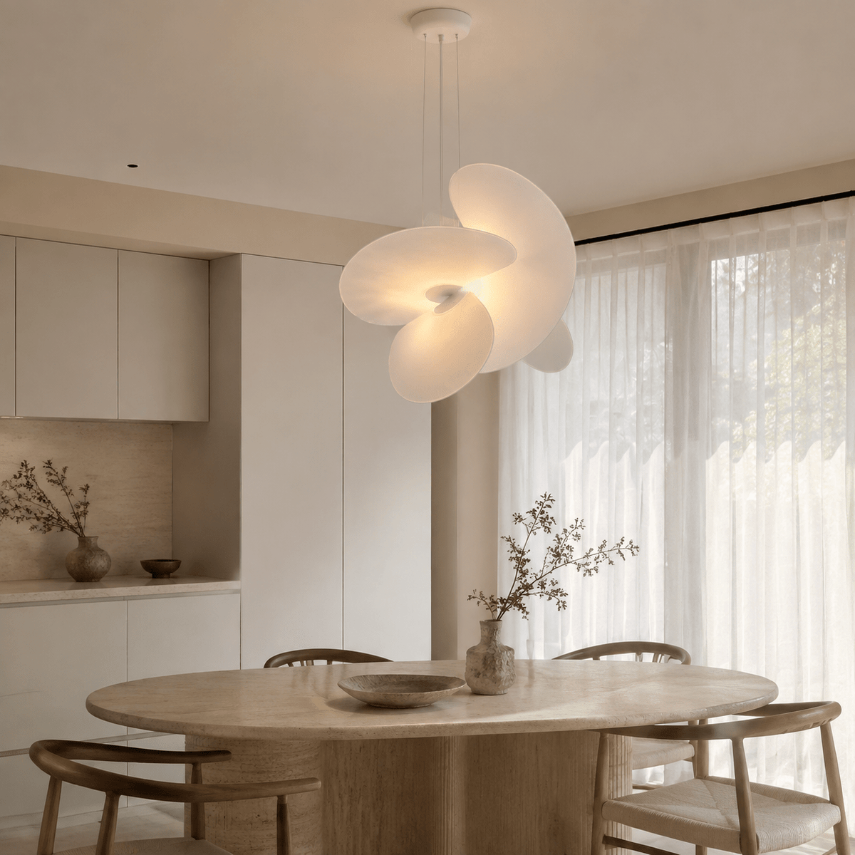 Sculptural Silk Fabric Pendant Light – 60 cm & 80 cm - SHAGHAF HOME