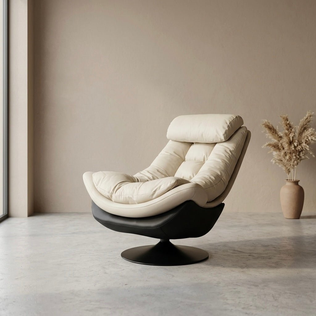 Sereno Swivel Lounge Chair (leather fabric) - SHAGHAF HOME
