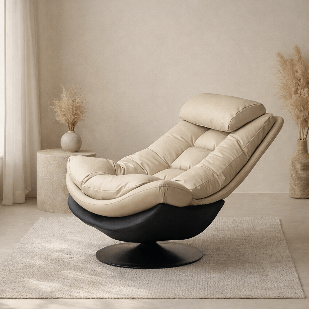 Sereno Swivel Lounge Chair (leather fabric) - SHAGHAF HOME