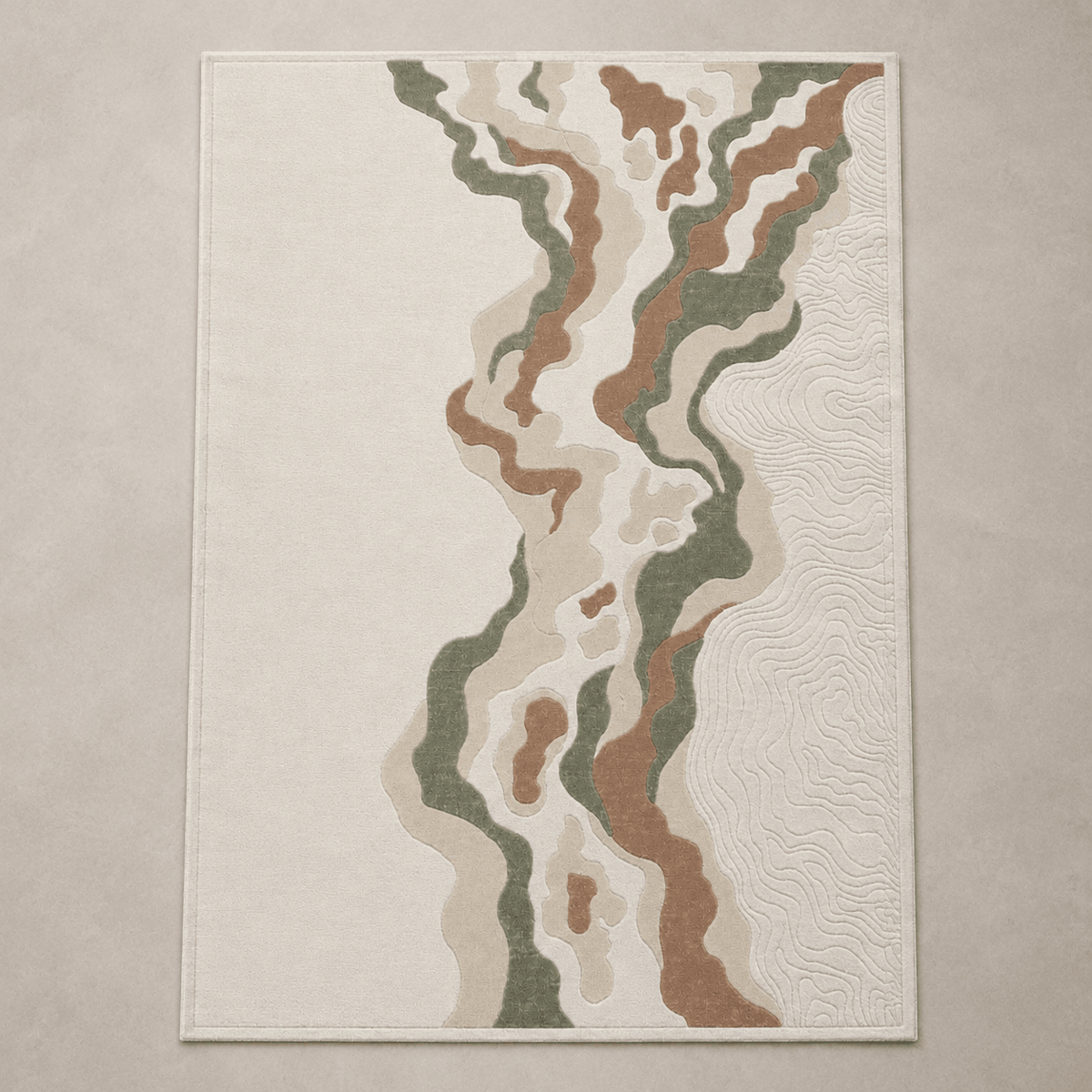 Seyra Sage Abstract Textured Rug – 200 × 300 cm - SHAGHAF HOME