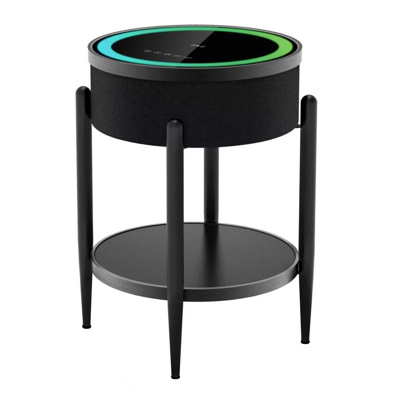 Smart Round Side Table with Bluetooth Speaker, Wireless Charging & RGB LED (QMS - 7) - SHAGHAF HOME