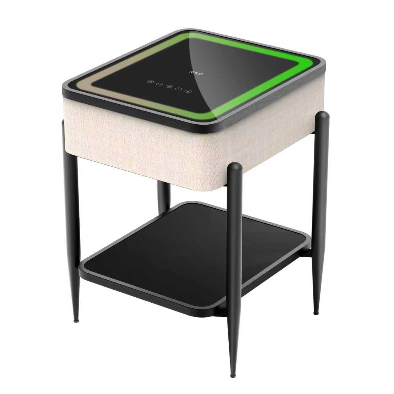 Smart Side Table with Bluetooth Speaker, Wireless Charging & RGB LED Light - SHAGHAF HOME