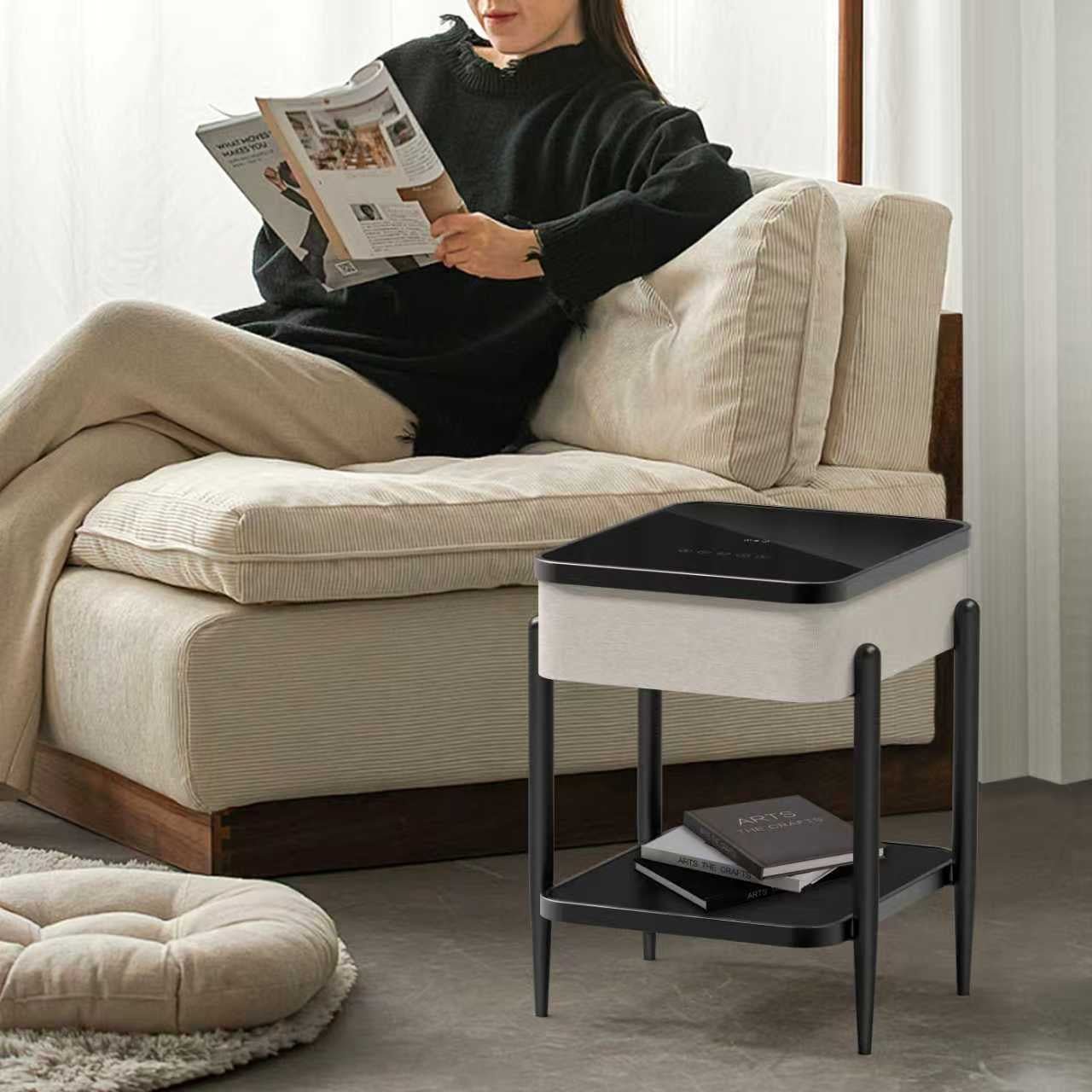 Smart Side Table with Bluetooth Speaker, Wireless Charging & RGB LED Light - SHAGHAF HOME