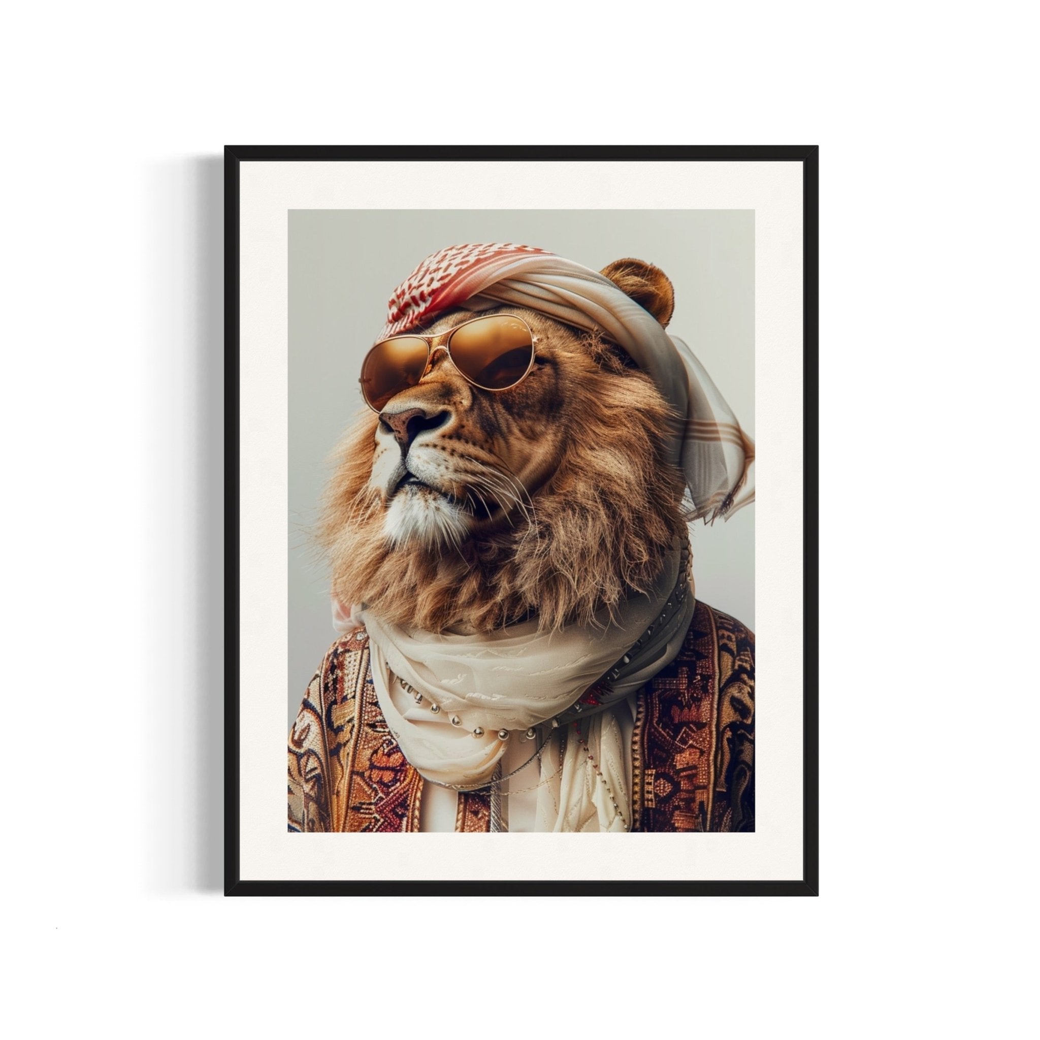 Sophisticated Lion in Cultural Attire - SHAGHAF HOME