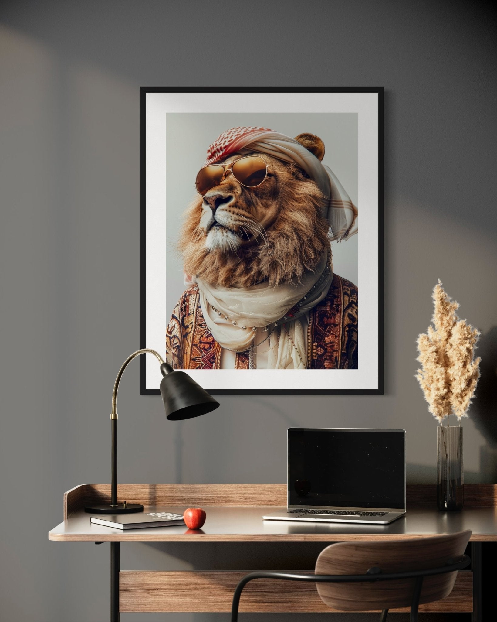 Sophisticated Lion in Cultural Attire - SHAGHAF HOME