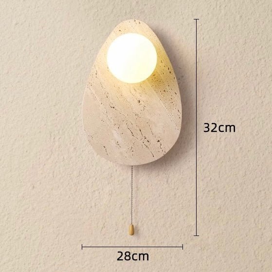 Teardrop Travertine Wall Lamp with Pull Chain - SHAGHAF HOME