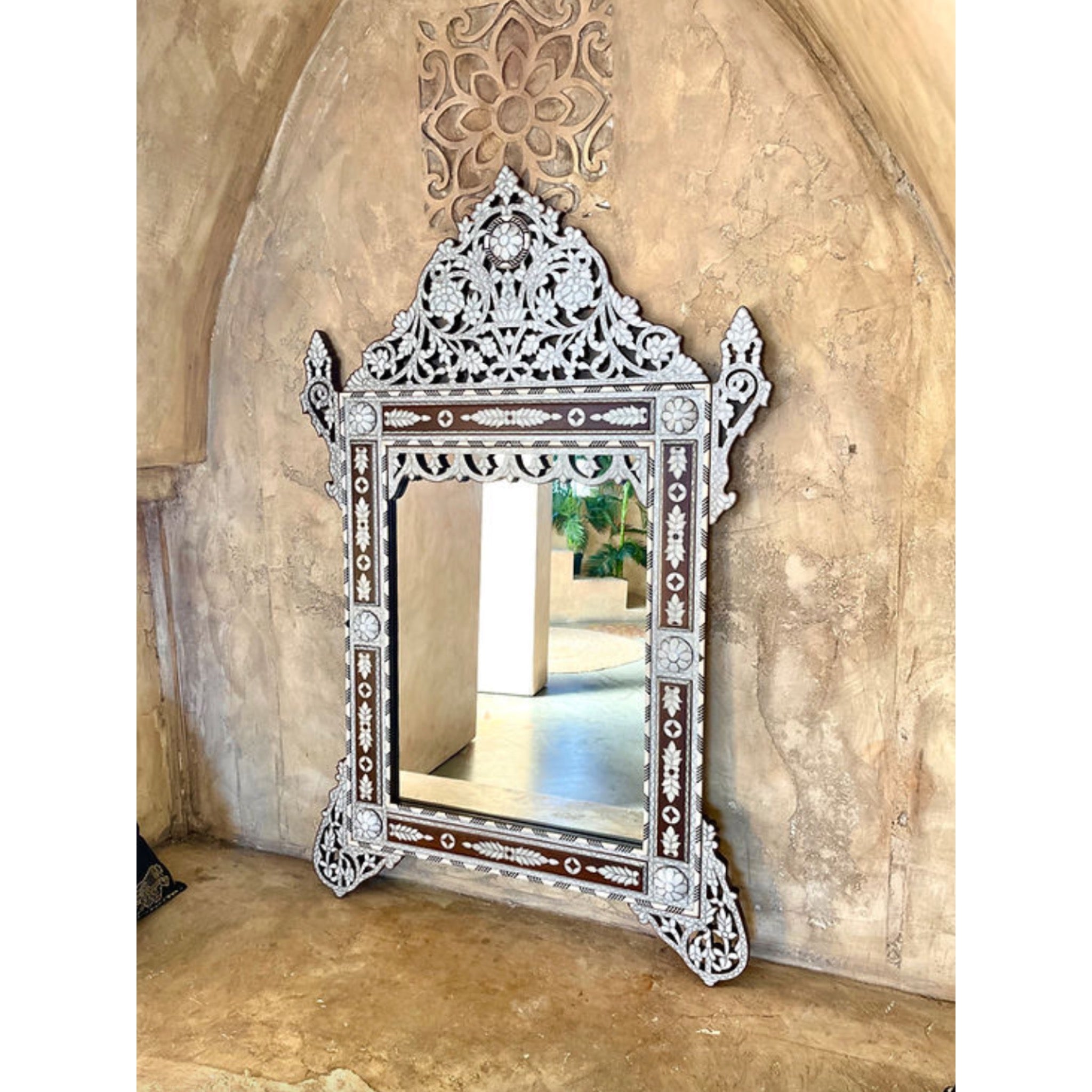 Traditional Damascus Mother of Pearl Mirror - Ornate Seven Dome Design - SHAGHAF HOME