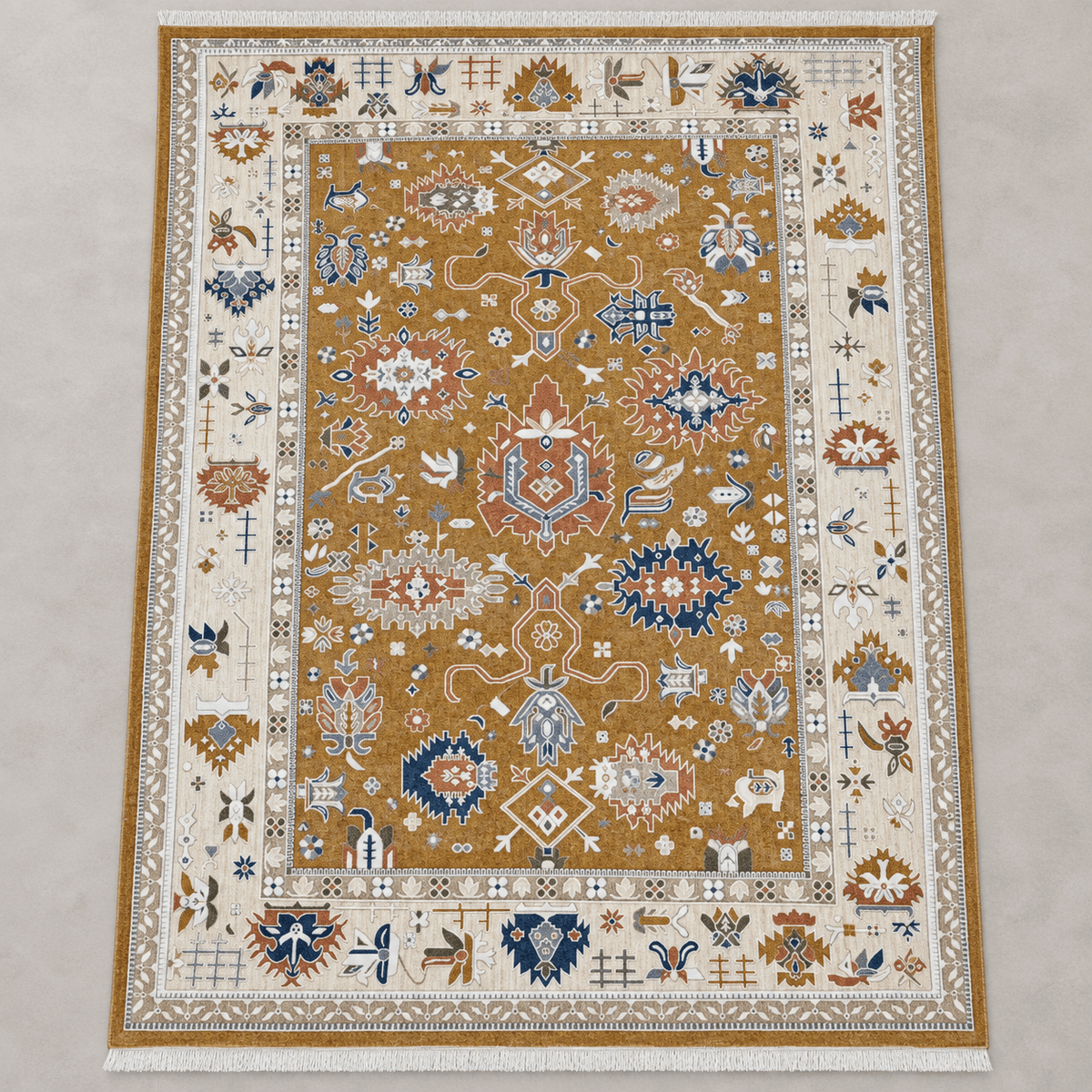 Traditional Mustard Beige Oriental Rug 200×300 cm - SHAGHAF HOME