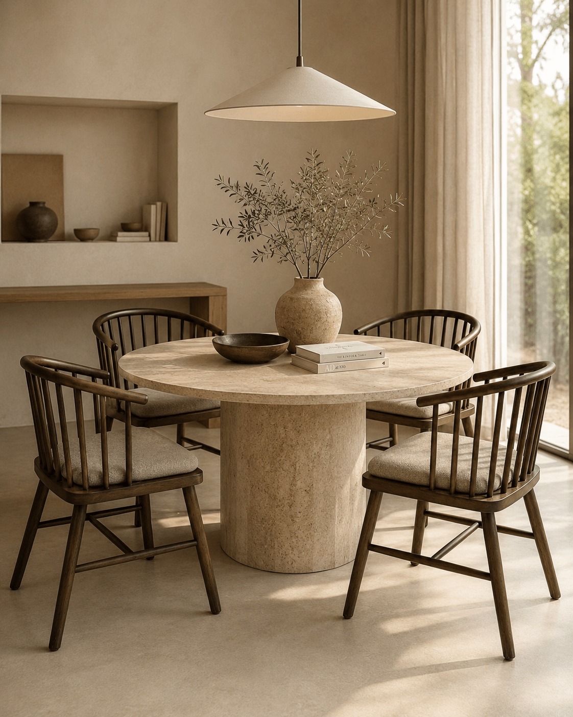 Vintage Curve Wooden Dining Chair – Natural Elegance & Comfort - SHAGHAF HOME