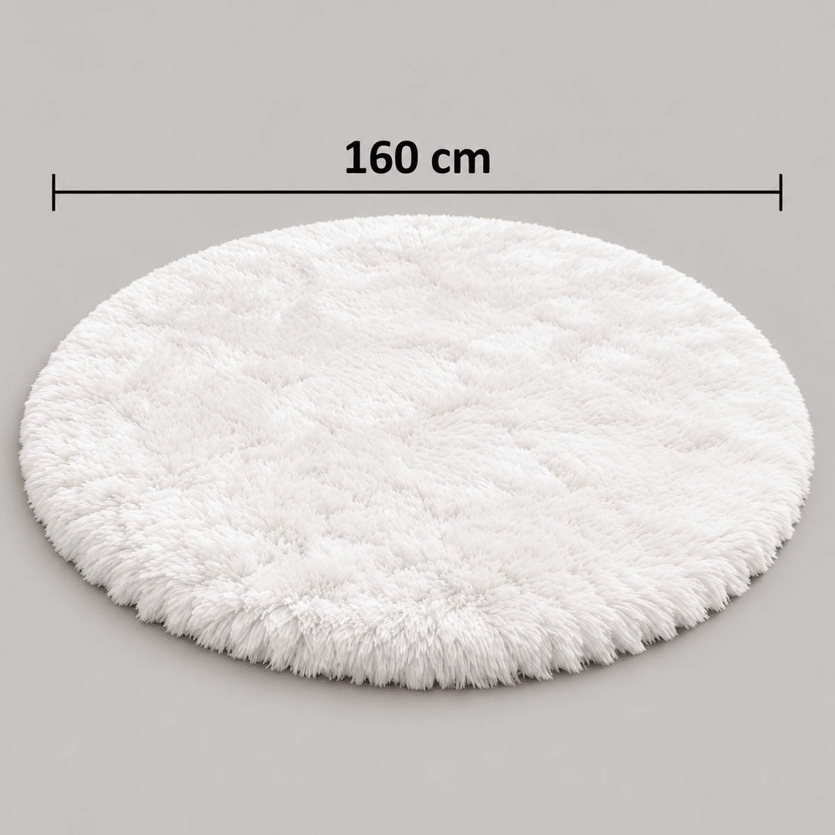 White Fluffy Round Rug 160 cm – Soft Shaggy Circle Carpet - SHAGHAF HOME