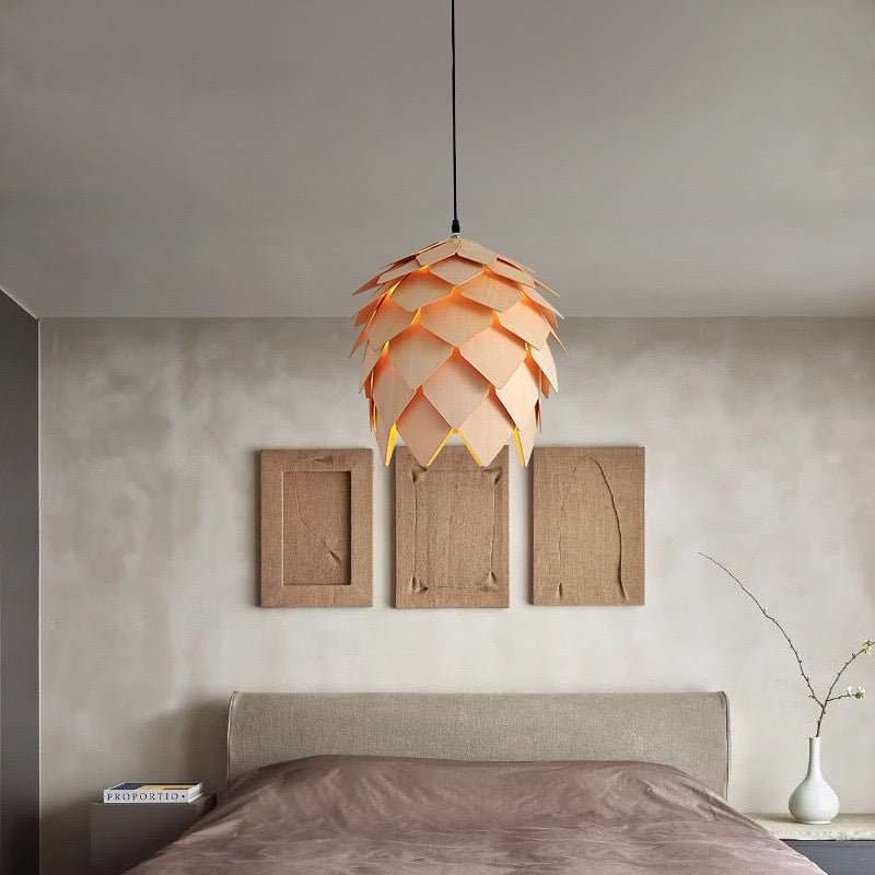 Wood pinecone pendant light - SHAGHAF HOME